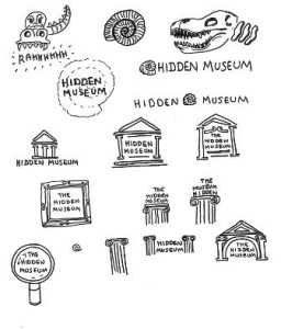 Sketches of hidden museum logo